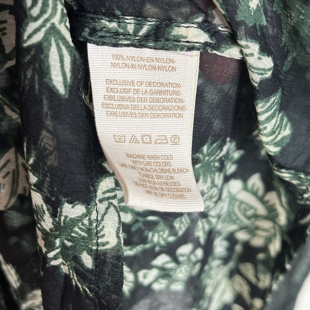 Free People Floral Sheer Blouse Green Womens Small Tasseled Cottage Forest fairy - Picture 8 of 9